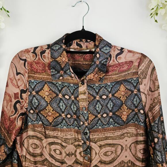 Soft Surroundings Boho Maxi Shirt Dress Duster Button Front Western Country PS - Picture 7 of 15